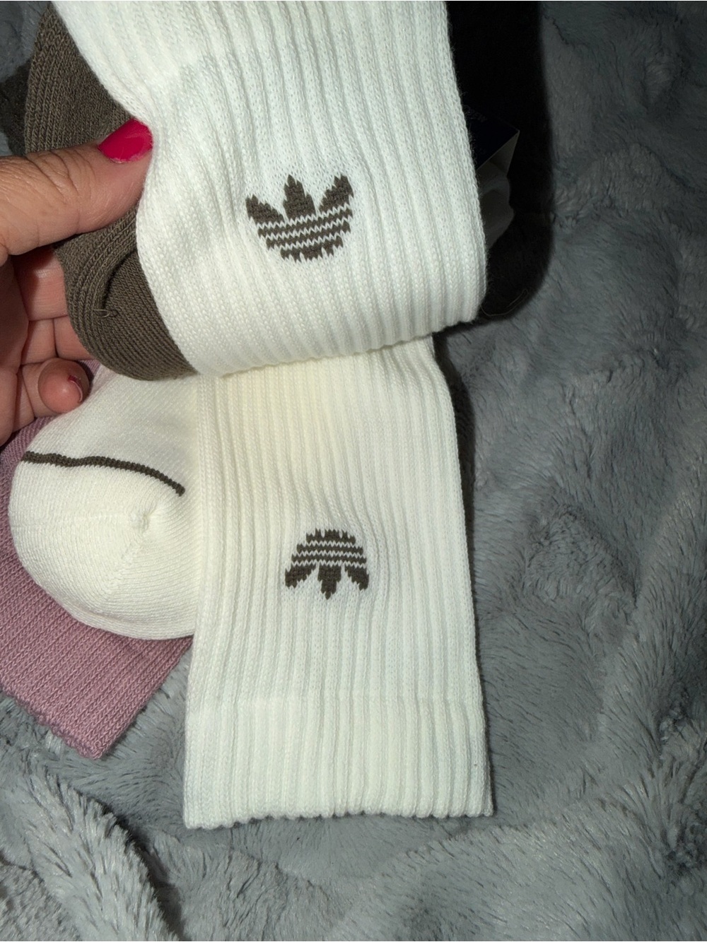 Adidas women 3-Pack Crew Socks - Brown/White/Pink 10-13 NWT - Picture 4 of 6